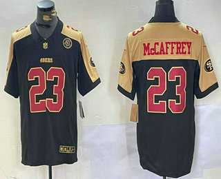 Mens San Francisco 49ers #23 Christian McCaffrey Balck Golden FUSE Vapor Limited Stitched Jersey Dzhi